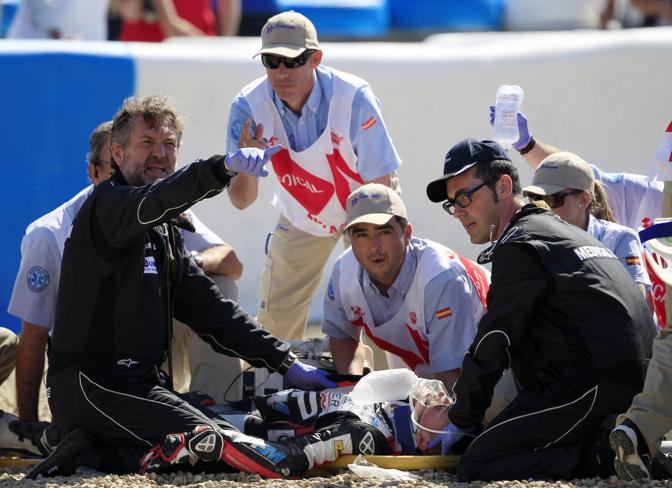 Grande paura per il francese  Alan Techer della Honda: per lui commozione cerebrale ma per fortuna dovrebbe esserci gi alla prossima gara salvo complicazioni. Reuters  